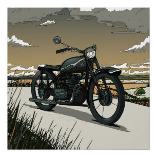 Mooie Oude Antieke Motorfiets Perfect Poster