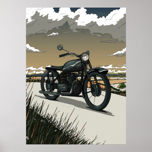 Mooie Oude Antieke Motorfiets Poster (Voorkant)