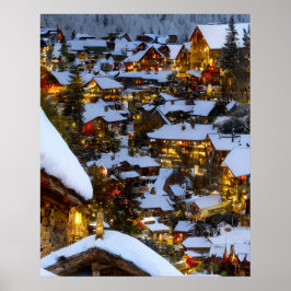 Mooie oude bergdorpje met Kerstmis Poster