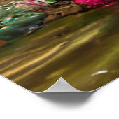 Mooie oude blauwgroen Combi-bus met kleurrijke blo Poster (Hoek)