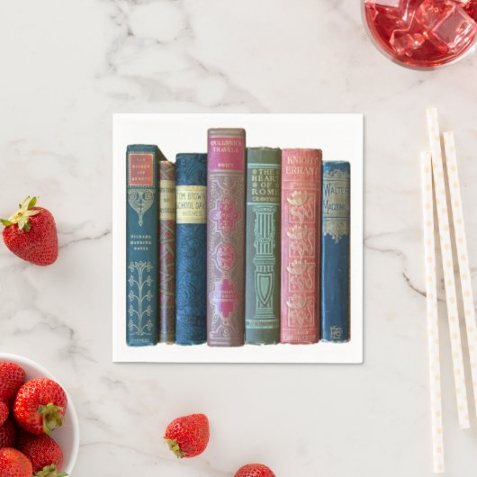 Mooie  oude boeken, boekenwerven servet (Insitu)