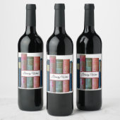 Mooie oude  boeken, boekenwerven wijn etiket (Flessen)