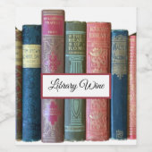 Mooie oude  boeken, boekenwerven wijn etiket (Enkel label)