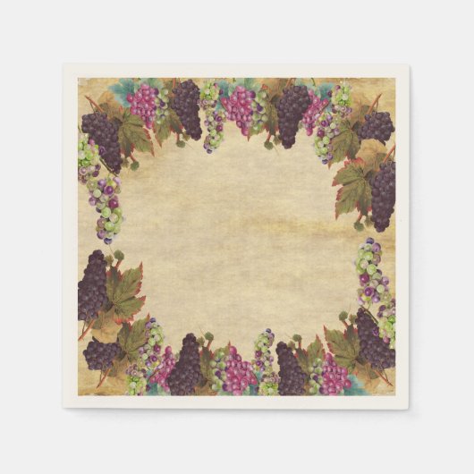 Mooie Oude Druivenranken Landelijke Papieren Borde Servet (Voorkant)