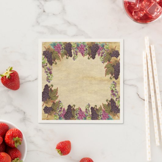 Mooie Oude Druivenranken Landelijke Papieren Borde Servet (Insitu)