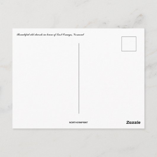 Mooie oude kerk in Oost-Oranje Vermont Briefkaart (Achterkant)