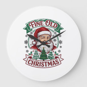 Mooie Oude Kerstman Kerstbomen Sneeuwvlokken Grote Klok