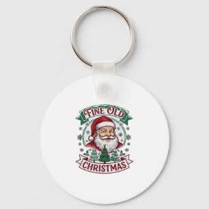 Mooie Oude Kerstman Kerstdubbels Sneeuwvlokken Sleutelhanger