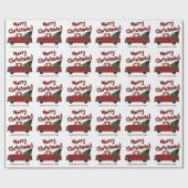 Mooie oude rode vrachtwagen met kerstboom op maat cadeaupapier (Vlak)