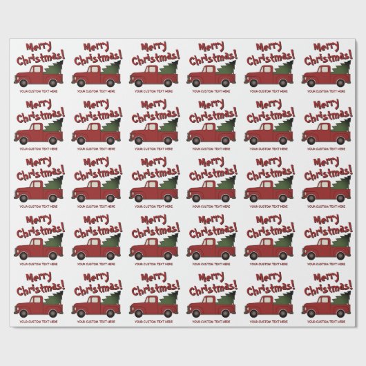 Mooie oude rode vrachtwagen met kerstboom op maat cadeaupapier (Vlak)
