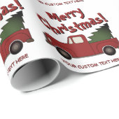 Mooie oude rode vrachtwagen met kerstboom op maat cadeaupapier (Rol Hoek)