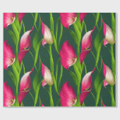 Mooie, oude roze roze en groene Calla Lilly Floral Cadeaupapier (Vlak)