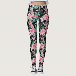 Mooie oude roze rozen kleine roos Leggings