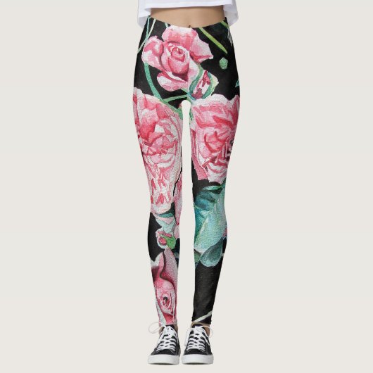 Mooie oude roze rozen Leggings (Voorkant)