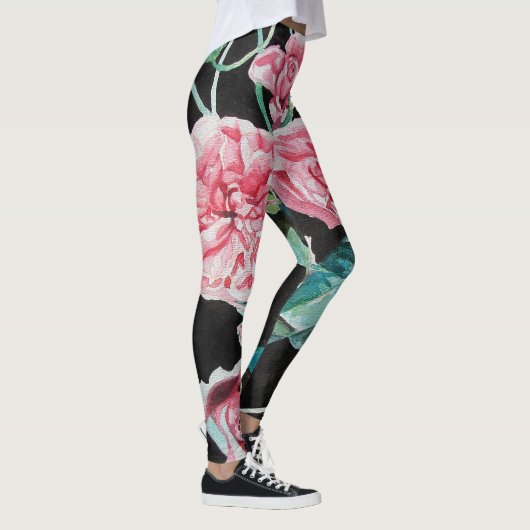 Mooie oude roze rozen Leggings (Rechts)