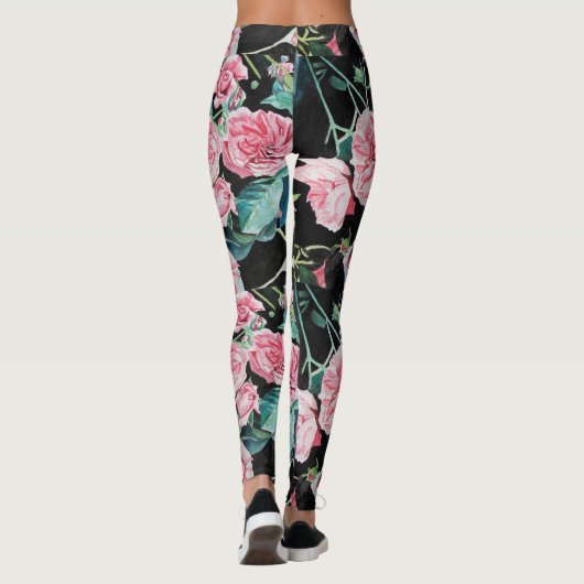 Mooie oude roze rozen middelgrote Leggings (Achterkant)