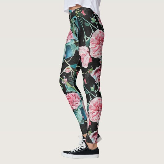 Mooie oude roze rozen middelgrote Leggings (Links)