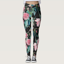 Mooie oude roze rozen middelgrote Leggings