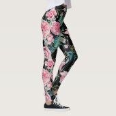 Mooie oude roze rozen middelgrote Leggings (Rechts)