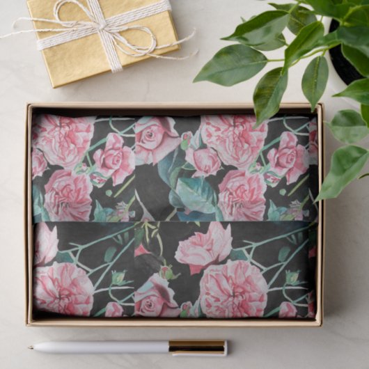 Mooie oude roze rozen tissuepapier verpakking (Geschenk)