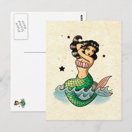 Mooie oude school Zeemeermin Briefkaart (Voorkant / Achterkant)