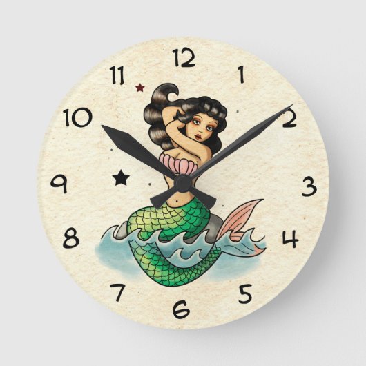 Mooie oude school Zeemeermin Ronde Klok (Voorkant)