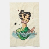 Mooie oude school Zeemeermin Theedoek (Verticaal)