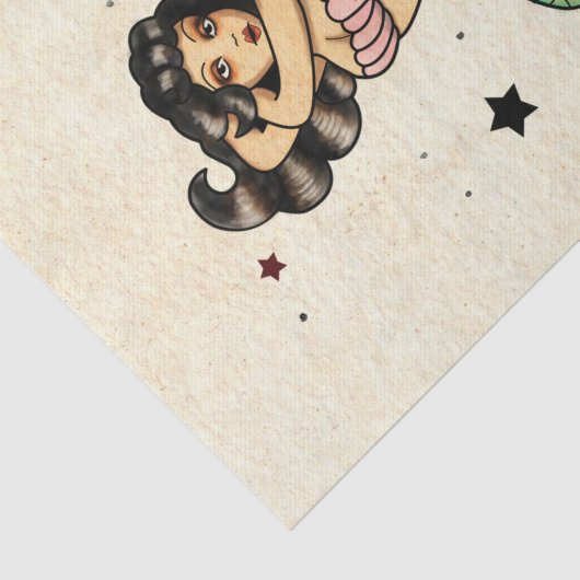 Mooie oude school Zeemeermin Tissuepapier (Detail)