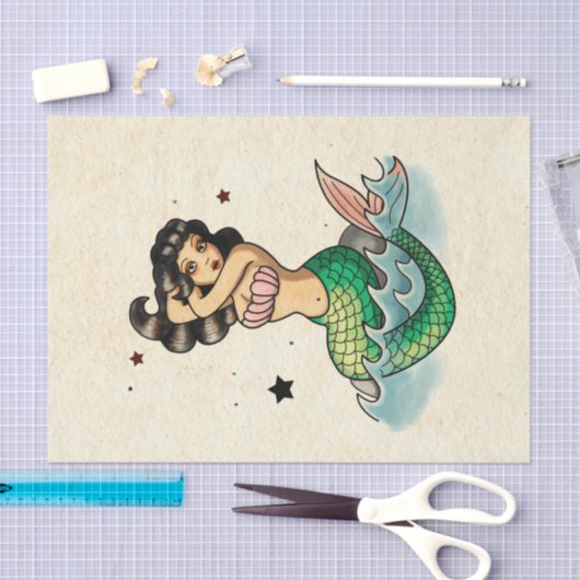 Mooie oude school Zeemeermin Tissuepapier (Craft)