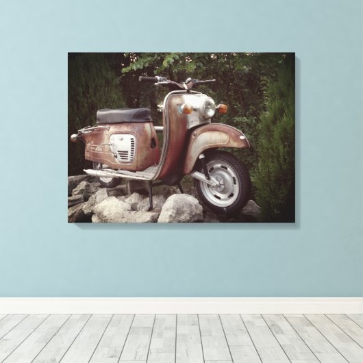 Mooie oude scooter enkele print (Insitu (Houten vloer))