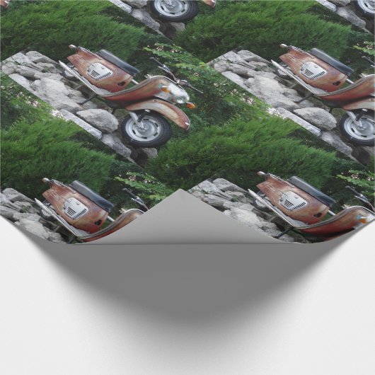 Mooie oude scooter glanzend inpakpapier (Hoek)