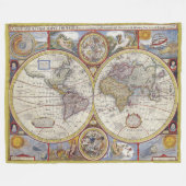 Mooie  oude wereldkaart fleece deken (Voorkant (Horizontaal))
