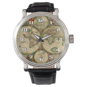 Mooie  oude wereldkaart Geweldige Horloge