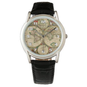 Mooie  oude wereldkaart horloge