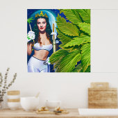 Mooie out-of-this-world kosmische wietgodin poster (Keuken)