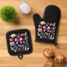 Mooie ovenwant en pannenlap  ovenwant & pannenlap set