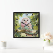 Mooie Owl Vierkante Klok (Huis)