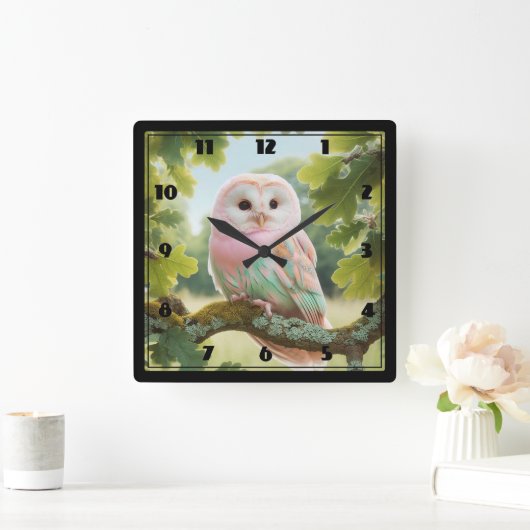 Mooie Owl Vierkante Klok (Huis)