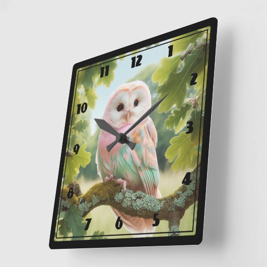 Mooie Owl Vierkante Klok (Hoek)