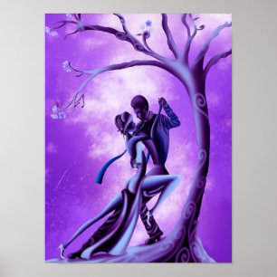 Mooie Paar Dans Tango in Moonlight Poster