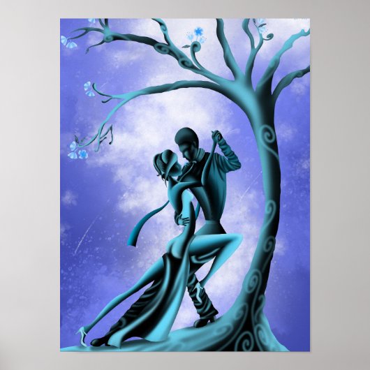 Mooie Paar Dans Tango in Moonlight Poster (Voorkant)