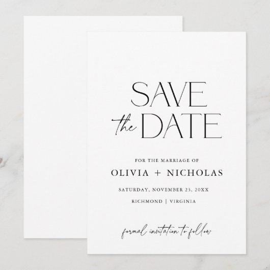 Mooie Paar Font Duo Save the Date Kaart (Voorkant / Achterkant)