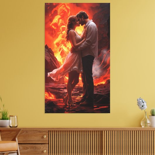 Mooie paar romance muurkunst canvas afdruk (Insitu (Woonkamer))