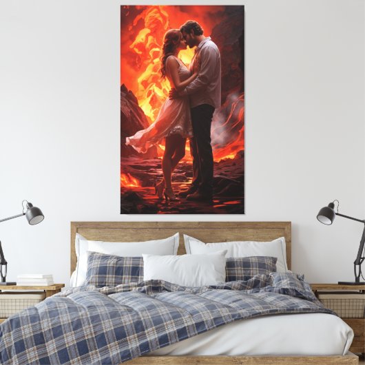 Mooie paar romance muurkunst canvas afdruk (Insitu (Slaapkamer))