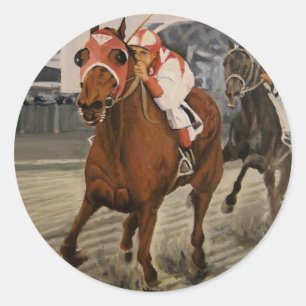Mooie paard delight eigenaren in klassieke race ronde sticker