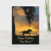 Mooie Paard en Eik met Aangepaste Naam Kaart (Voorkant)