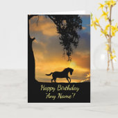 Mooie Paard en Eik met Aangepaste Naam Kaart (Gele Bloem)