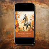 Mooie Paard en Herfstbloemen Herfst Verjaardag Kaart