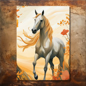 Mooie Paard en Herfstbloemen Herfst Verjaardag Kaart