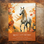 Mooie Paard en Herfstbloemen Herfst Verjaardag Kaart